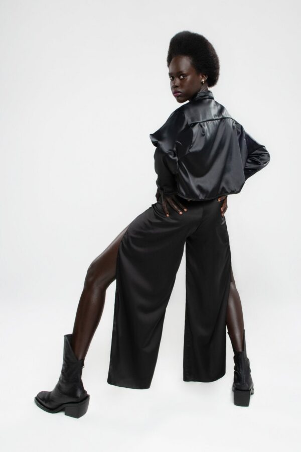 Upcycled Black Satin Melrose Pants